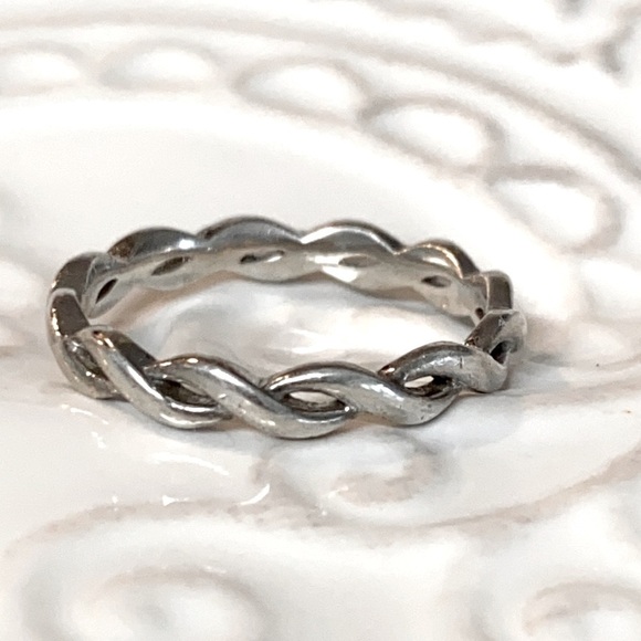 Vintage Twisted Rope Sterling Silver Wedding Band Ring with Gift Pouch - Picture 1 of 15